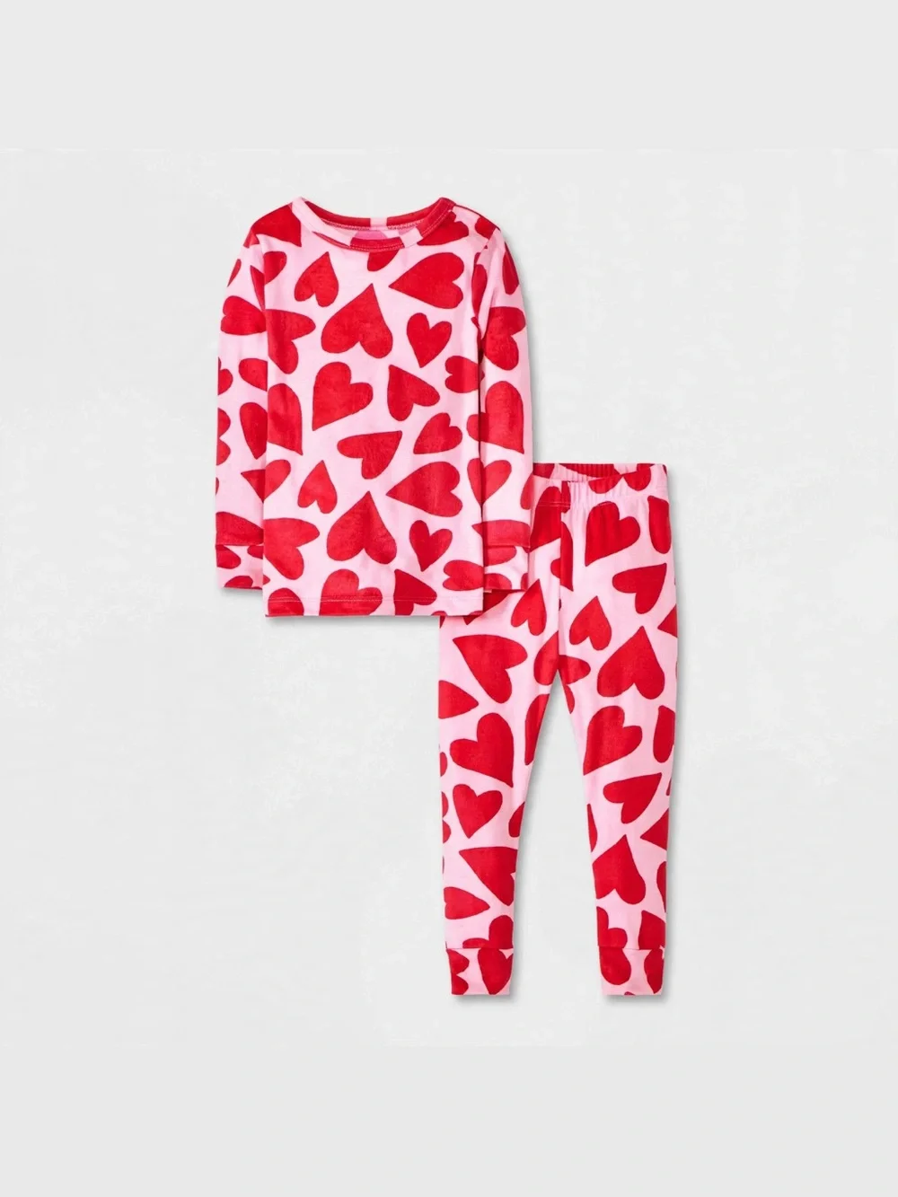 Cat & Jack Pink Pajama Set with Red Heart Print
